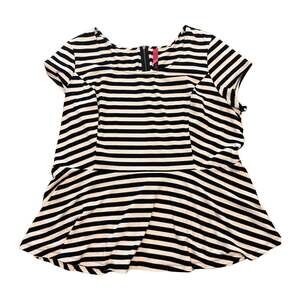 Pure Energy Women's Black and White Striped Short Sleeve Peplum Top Size 4X